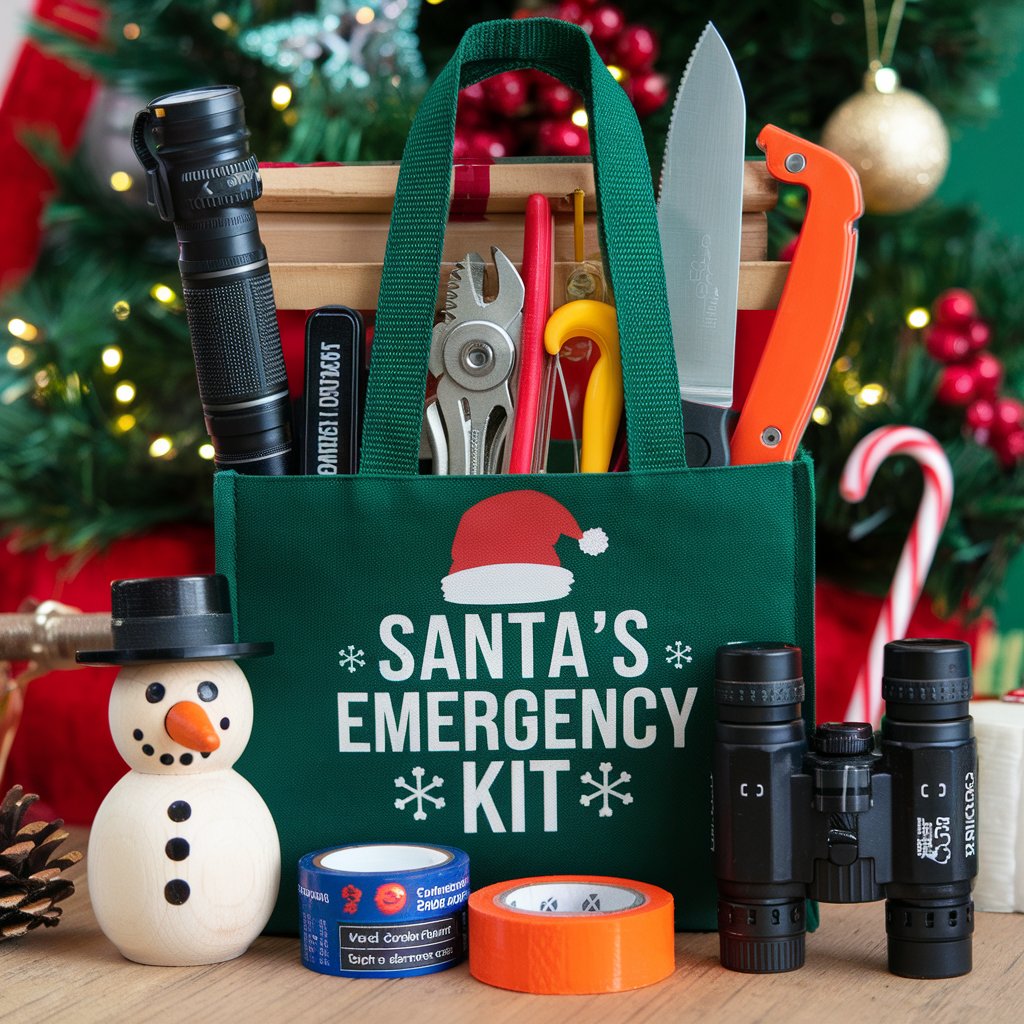 Santas Emergency Bag. Includes examples for gifts for emergency/doomsday preppers